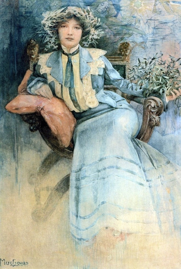 Alphonse Maria Mucha A Mistletoe: Portrait of Mme. Mucha Wall Decal