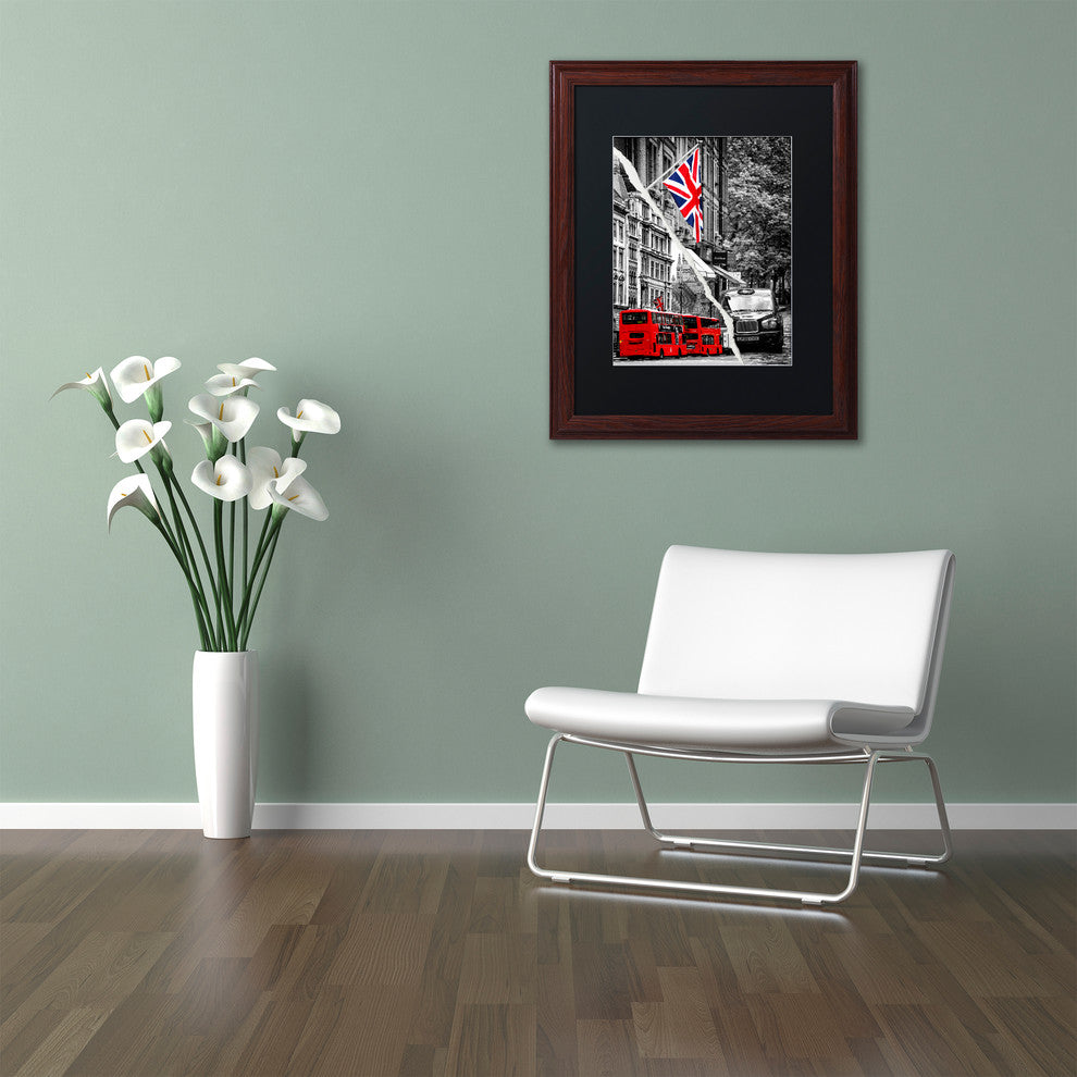 'London Bus' Matted Framed Canvas Art by Philippe Hugonnard