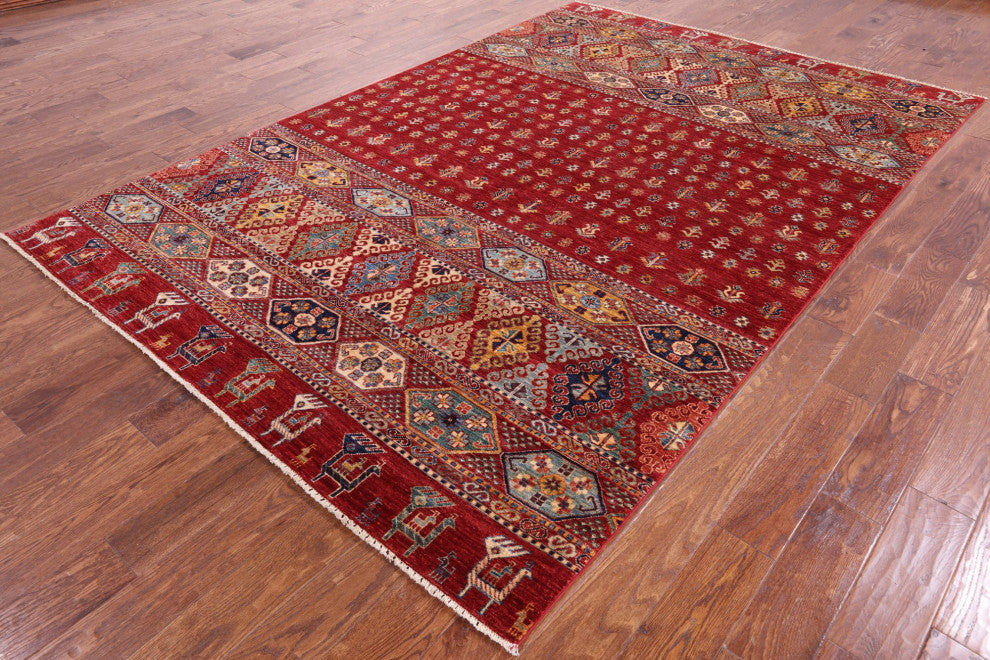 6' 7" X 9' 9" Tribal Persian Gabbeh Handmade Rug Q5359