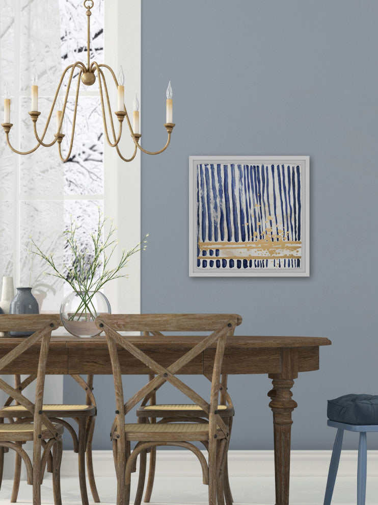 "Blue Verticals" Framed Painting Print, 24"x24"