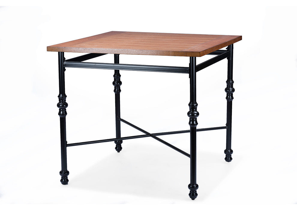 Broxburn Light Brown Wood and Metal Pub Table