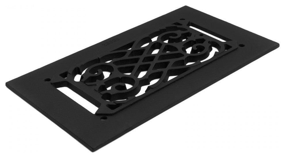 4 Heat Air Vent Grille Cast Aluminum Victorian Black Finish Register Pack of 4