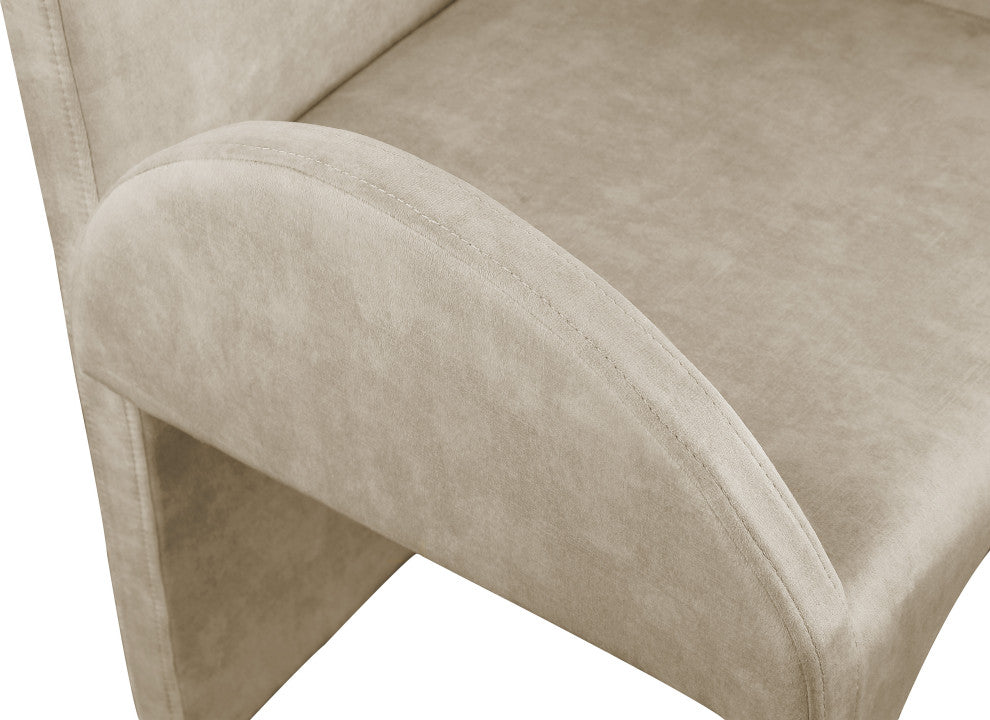 Summer Velvet Upholstered Dining Arm Chair (Set of 2), Stone, Arm Chair