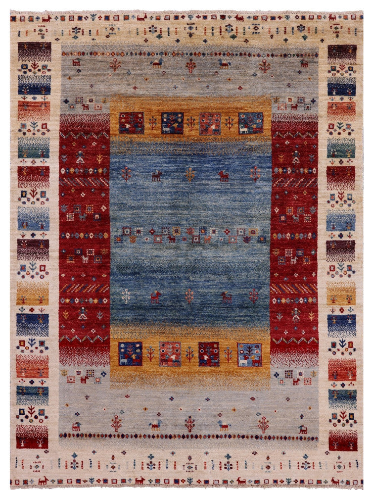 Hand-Knotted Persian Gabbeh Tribal Rug 4' 10" X 6' 7" Q5295