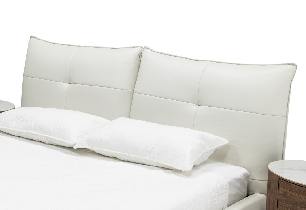 Modrest Patrick Modern White Leather Bed, Eastern King
