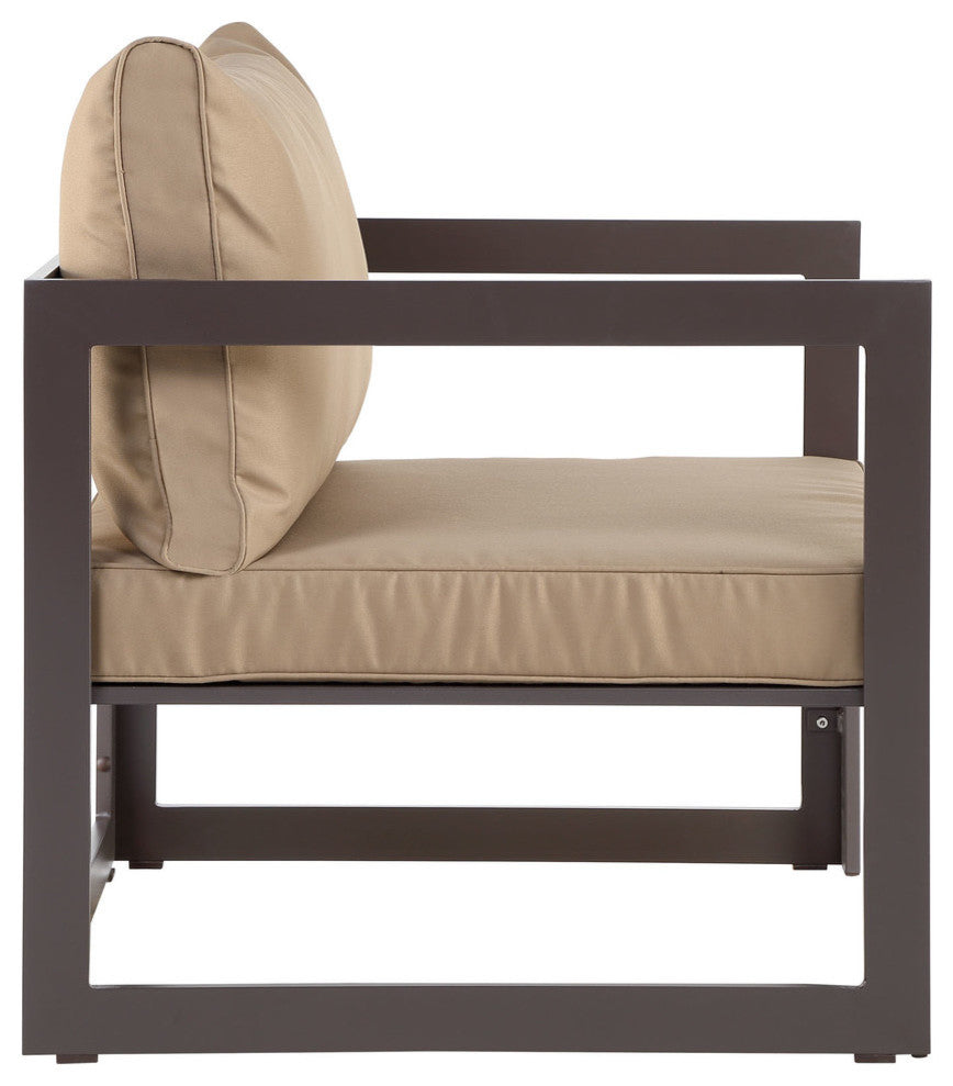 Modern Urban Contemporary Outdoor Patio Sectional Sofa, Mocha Fabric, Set of 6