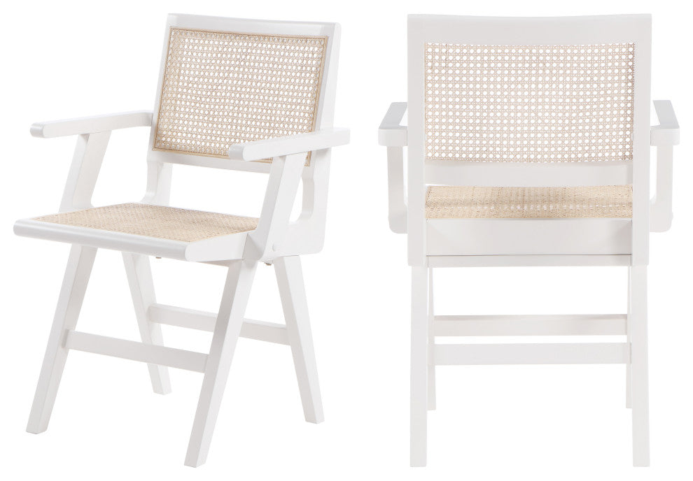 Preston Dining Chair, Set of 2, White, Arm Chair