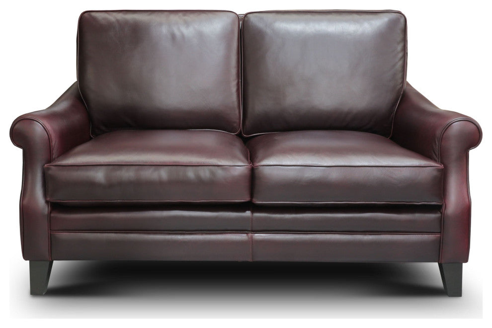 Adriana 100% Top Grain Leather Traditional Loveseat