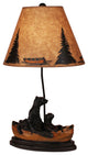 Kodiak and Honey Bear Family, Canoe Table Lamp With Canoe Shade