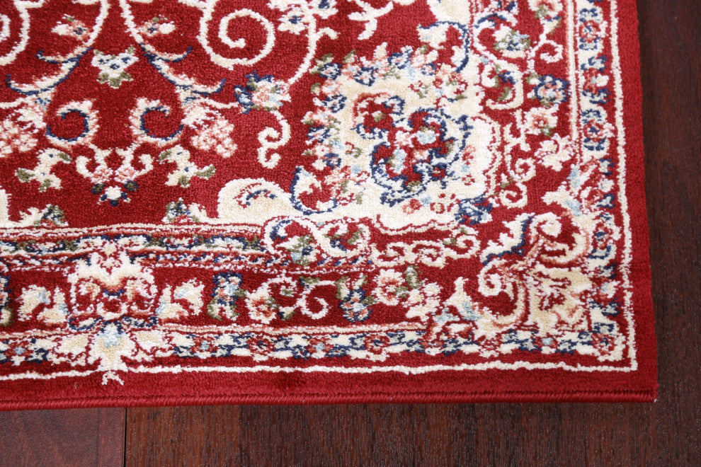 Red Floral Medallion Transitional Turkish Rug Oriental Carpet 3x8