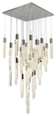 25-Light Chrome Metal Chandelier With Clear Bubble Crystal Accents