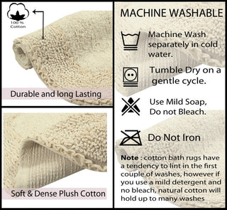 Radiant Collection Bath Rug Set, Machine Wash, 21"x54" Runner, Ivory