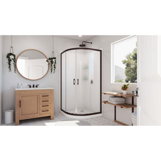 Prime 36x76 3/4 Frosted Glass Sliding Shower Enclosure Oil Rubbed Bronze, Base