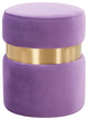 LeisureMod Troy 14.6" Round Velvet Ottoman Purple