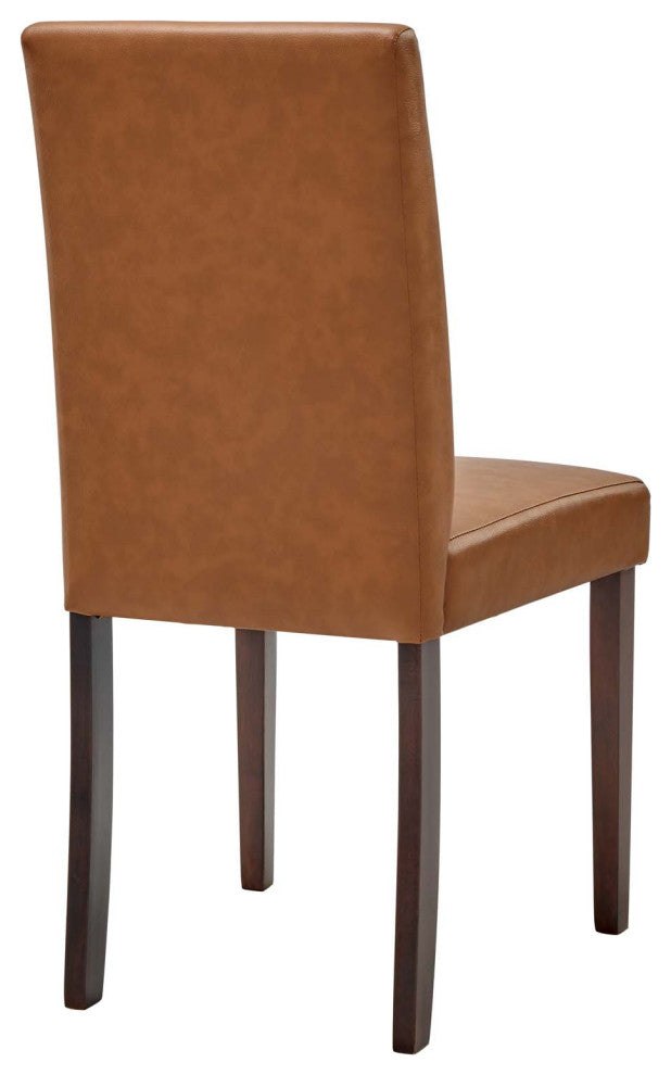 Dining Chair, Set of 2, Tan, Faux Vinyl Leather, Modern, Bistro Hospitality