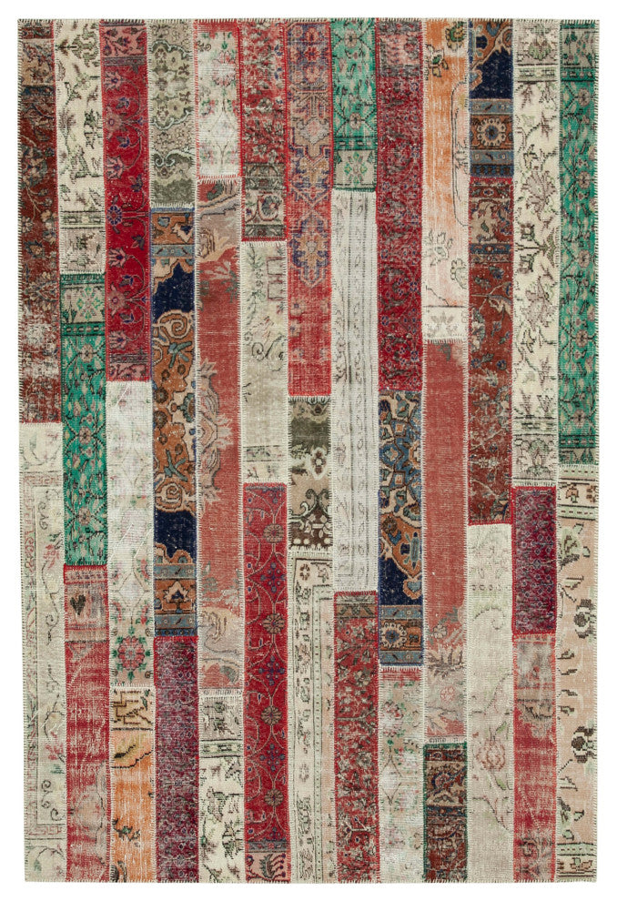 Rug N Carpet - Handwoven Anatolian 6' 7" x 9' 11" Wool Patchwork Area Rug