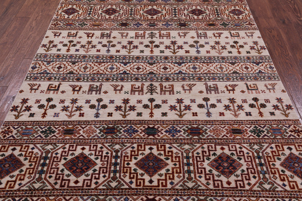 5' 6" X 7' 9" Persian Gabbeh Tribal Handmade Wool Rug Q11213