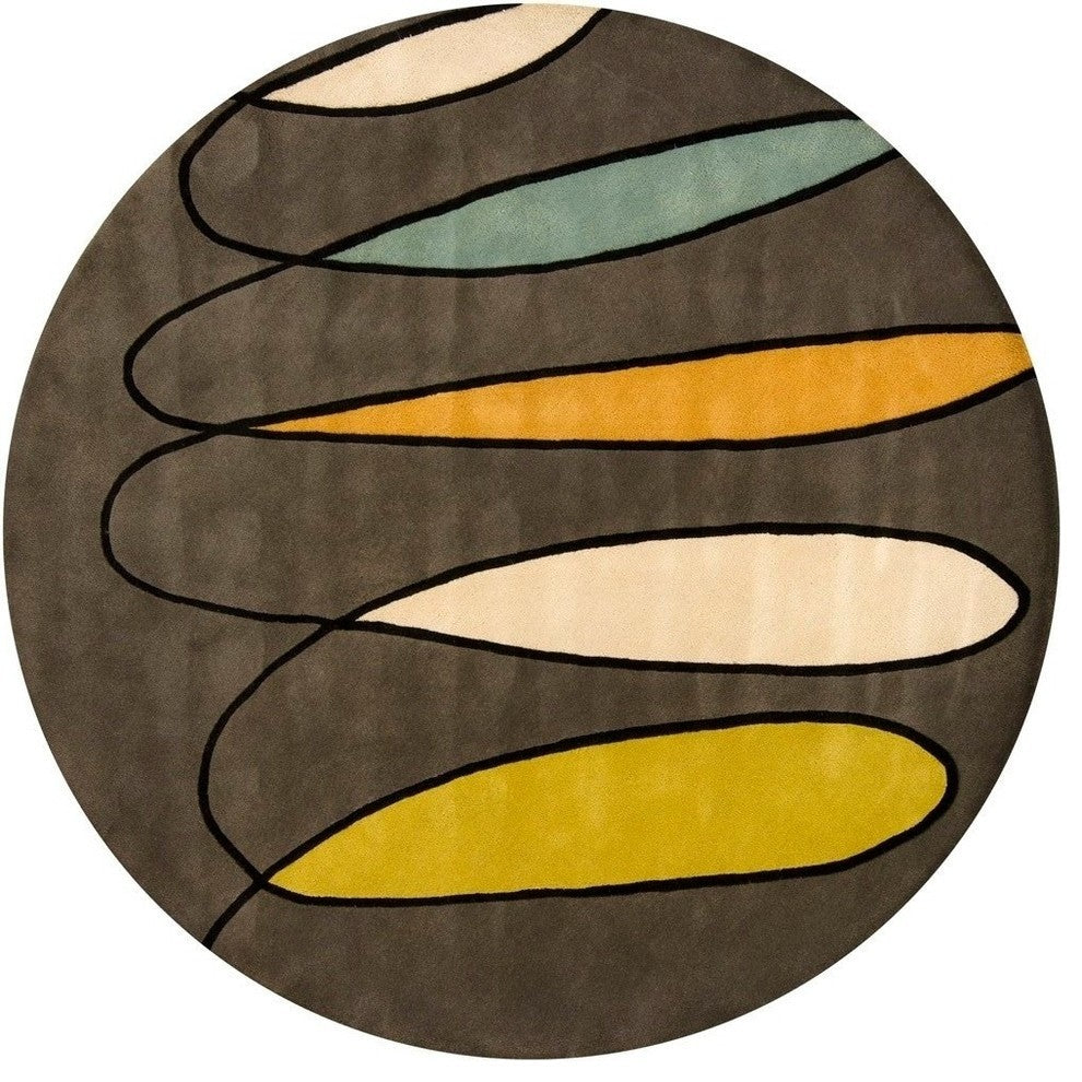 Bense Contemporary Area Rug, 7'9" Round