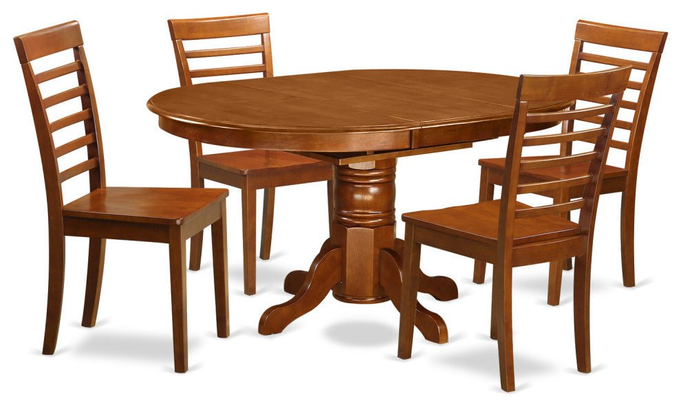 Avml5-Sbr-W, 5-Piece Dining Room Set, Table With Leaf and 4 Dining Chairs