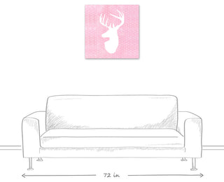 Deer Polka Dots Pink 24x24 Canvas Wall Art