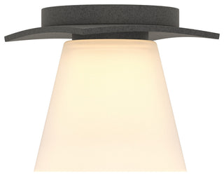 Wren Flush Mount, Incandescent, Opal Glass, Natural Iron