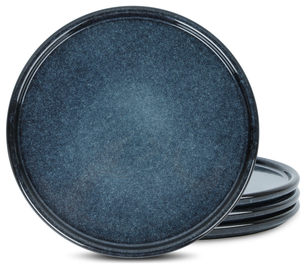 Stone Lain Eden Stoneware Dinner Plate Set of 4, Dark Blue