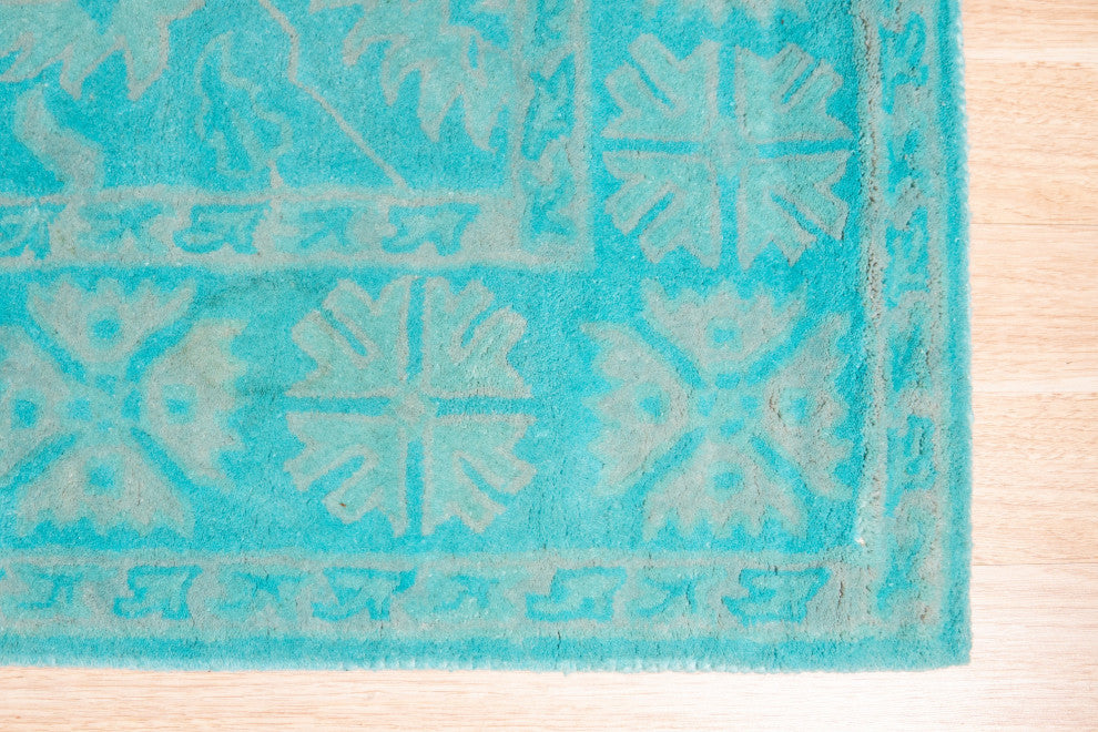 EORC Green Hand-Tufted Wool Overdyed Rug, 7'9x9'9