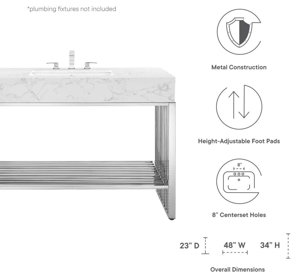 Gridiron Bathroom Vanity, White Silver
