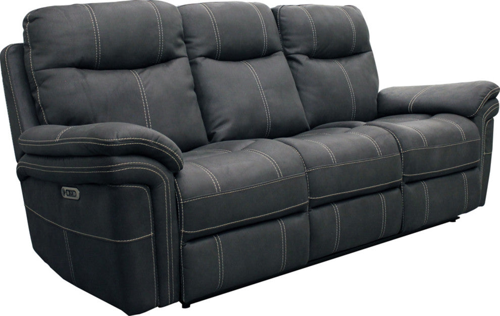 Linus Hudson Grey Power Reclining Sofa and Loveseat