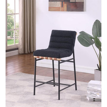Lahni Black Boucle Fabric Counter Height Chair with Iron Leg Frame
