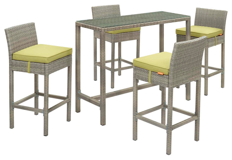 Conduit 5 Piece Outdoor Patio Wicker Rattan Set Light Gray Peridot