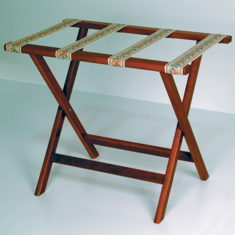 Deluxe Straight Leg Luggage Rack, Mahogany/Tapestry