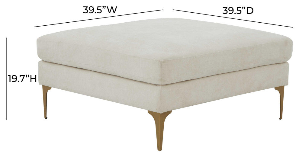 Serena Cream Velvet Ottoman