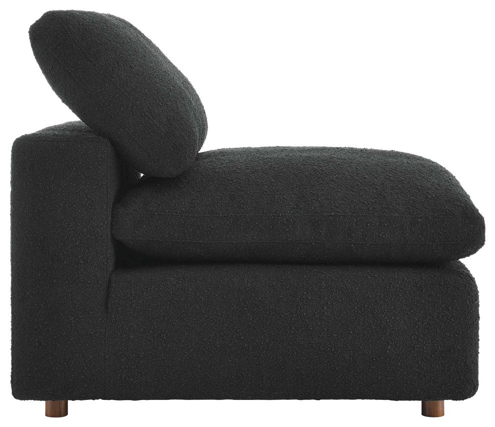 Commix Down Filled Overstuffed Boucle Fabric Armless Chair, Black