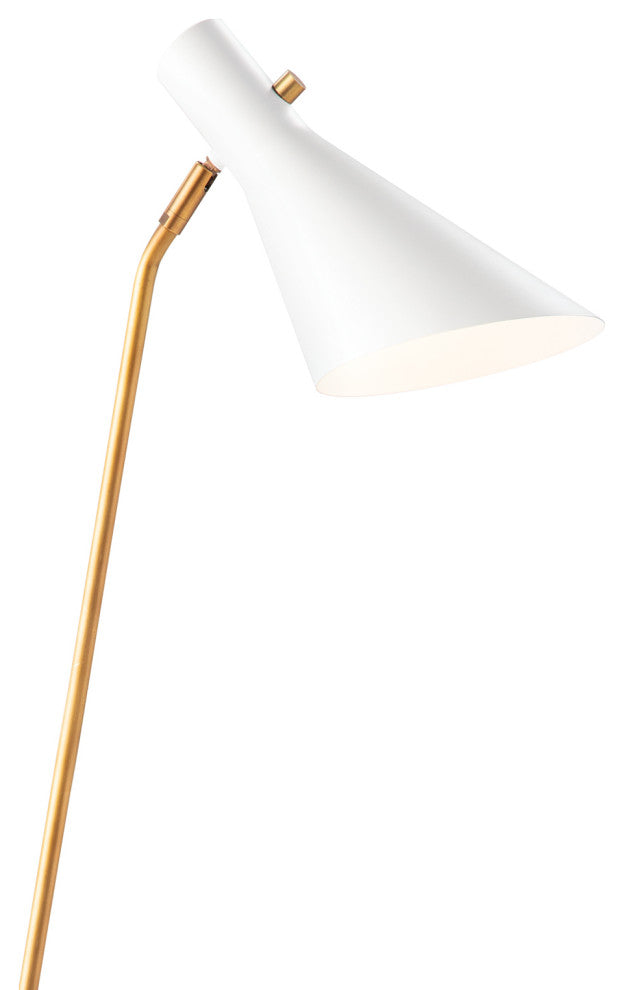 Spyder Floor Lamp Spyder Floor Lamp, White and Natural Brass