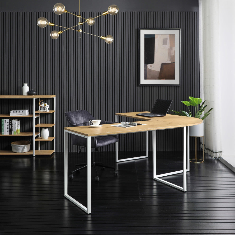 Loft Lyfe Zeus Desk, L-Shaped, Natural/White