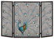 Benzara Peacock Themed Metal 3- Panel Fireplace Screen, Multicolor