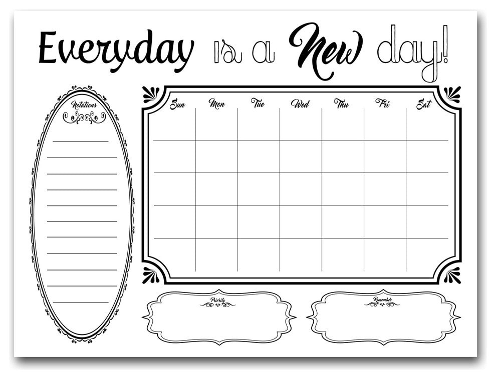 Ready2HangArt Shabby Chic Dry Erase Monthly Calendar on ArtPlexi, 16"x20"