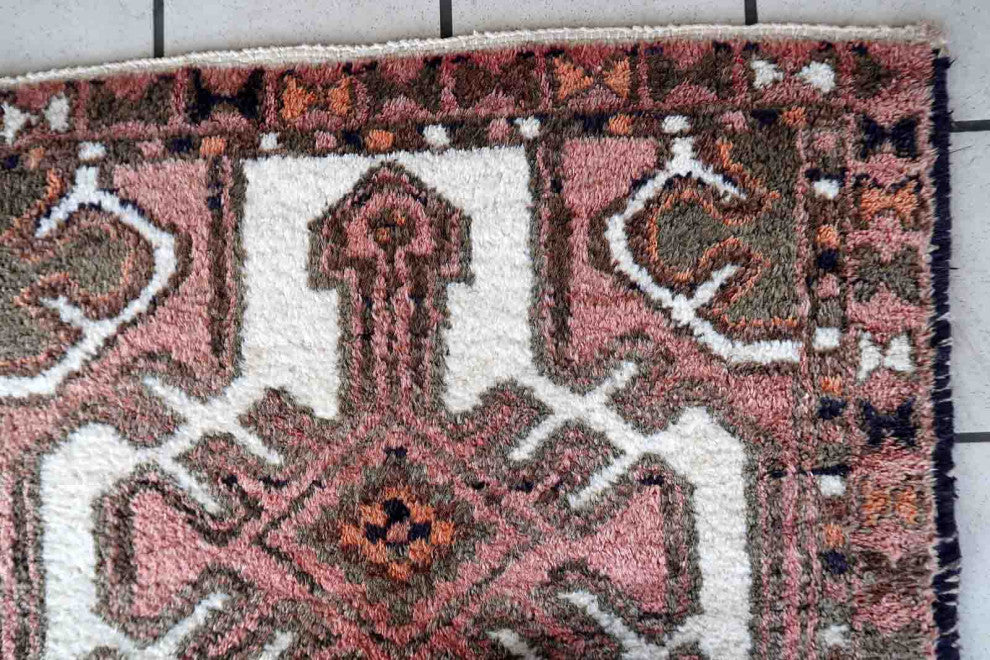 Handmade Vintage Persian Hamadan Rug 2.3'x3.9', 72cmx121cm, 1970s
