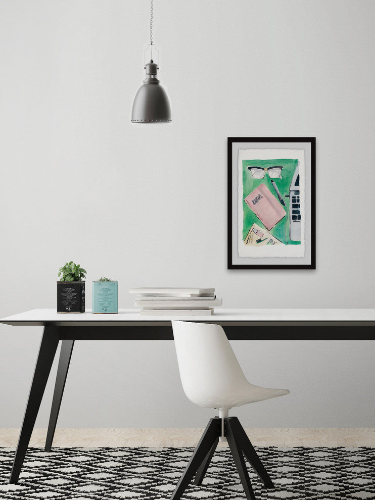 "Pink Planner" Framed Painting Print, 16"x24"