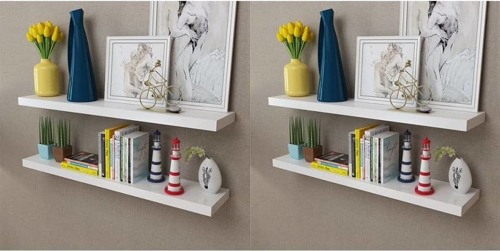 vidaXL Wall Shelves Floating Shelves Wall Mounted Display Shelves 4 Pcs White