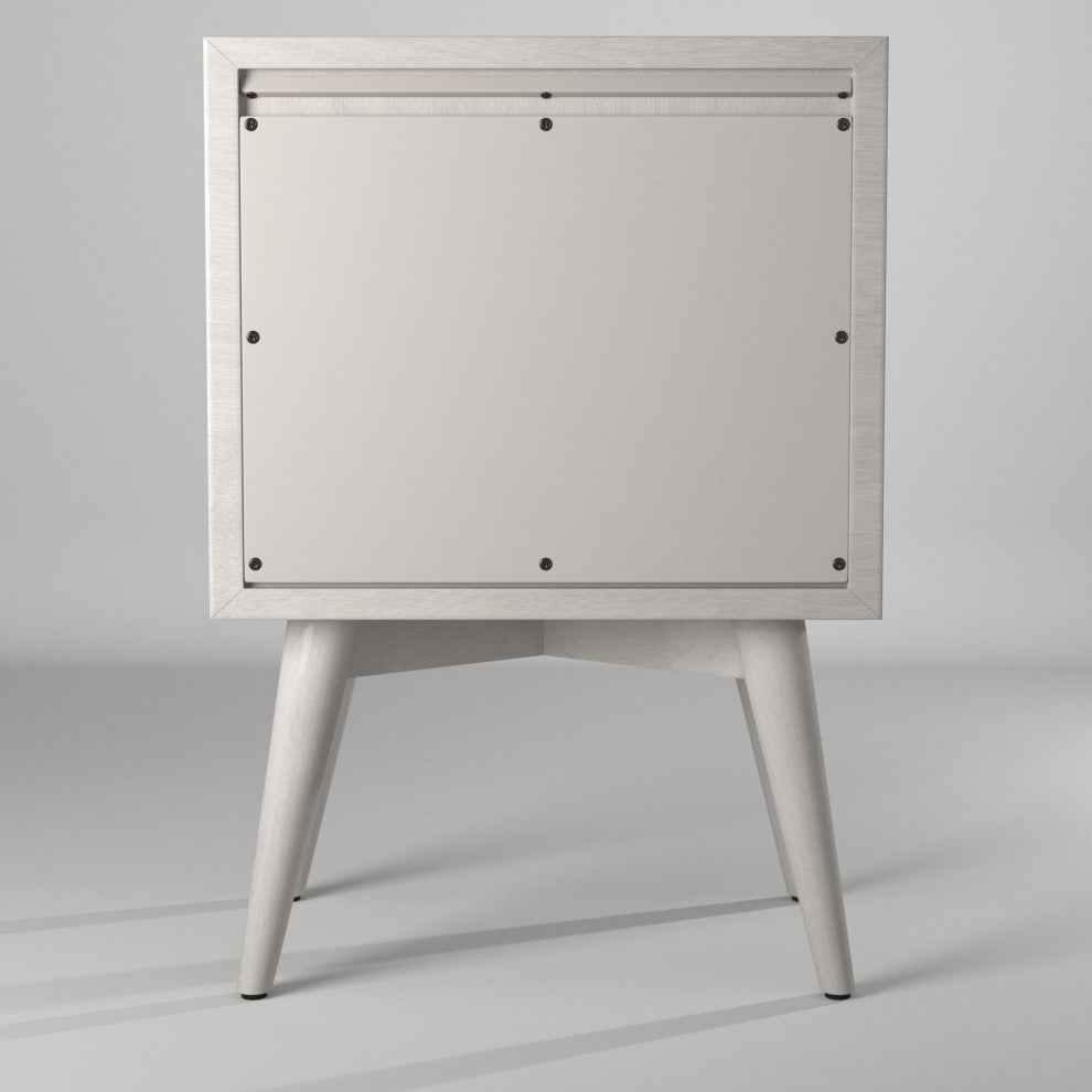 Flynn Mid Century Modern 2 Drawer Nightstand, Gray
