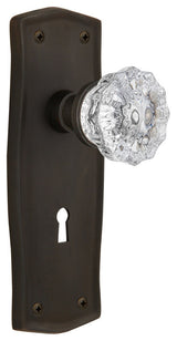Single Prairie Plate With Crystal Knob, Oil-Rubbed Bronze