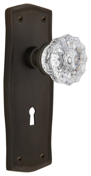 Single Prairie Plate With Crystal Knob, Oil-Rubbed Bronze