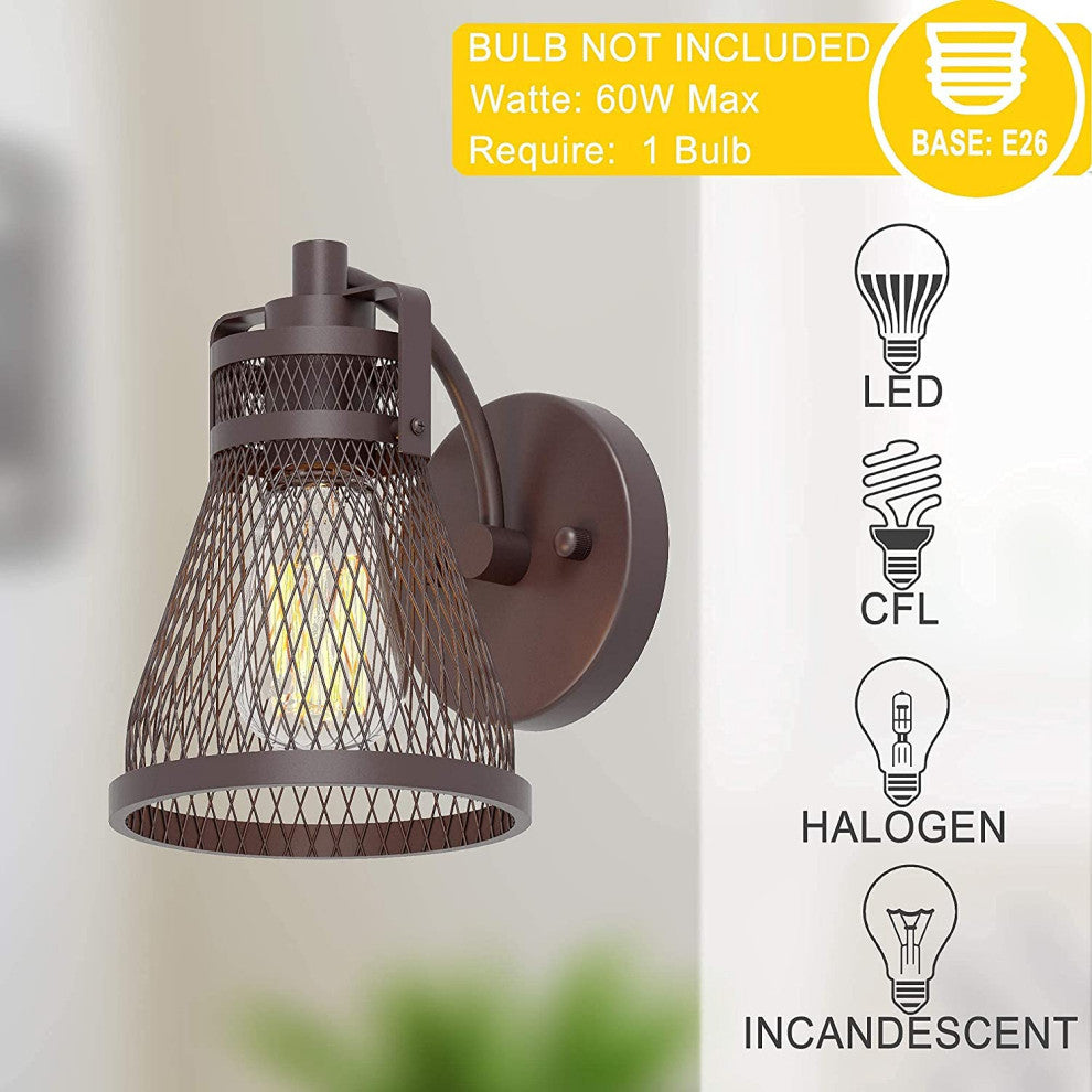 Industrial Vanity Light Fixture Farmhouse Mesh Wall Sconce
