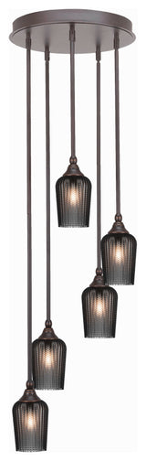 Empire 5-Light Cluster Pendalier, Dark Granite/Smoke Textured