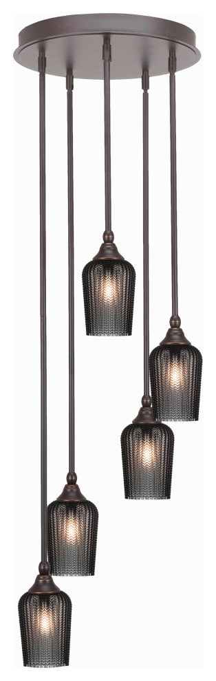 Empire 5-Light Cluster Pendalier, Dark Granite/Smoke Textured