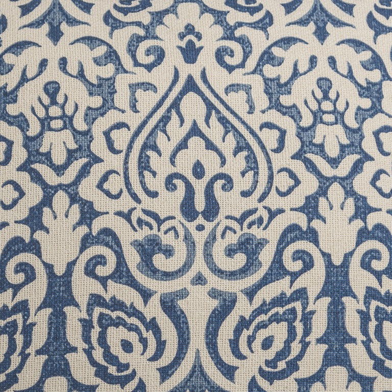 Blue Natural Distressed Damask Throw Pillow