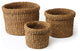 Seagrass Round Baskets With Cuffs, 3-Piece Set