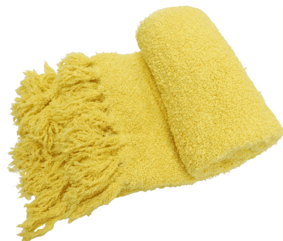 Fluffy Knitted Throw, Mimosa, 50"x60"